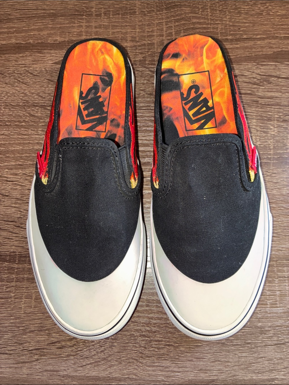EUC Womens Vans A$AP Worldwide Classic Slip On Mule Flame Black Size 5